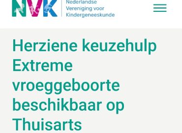 NVK: Herziene keuzehulp Extreme vroeggeboorte