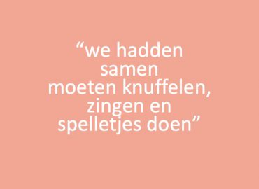 We hadden samen moeten knuffelen, zingen en spelletjes doen